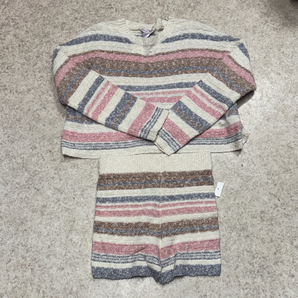 Striped Knit Sweater Shorts Set NWT